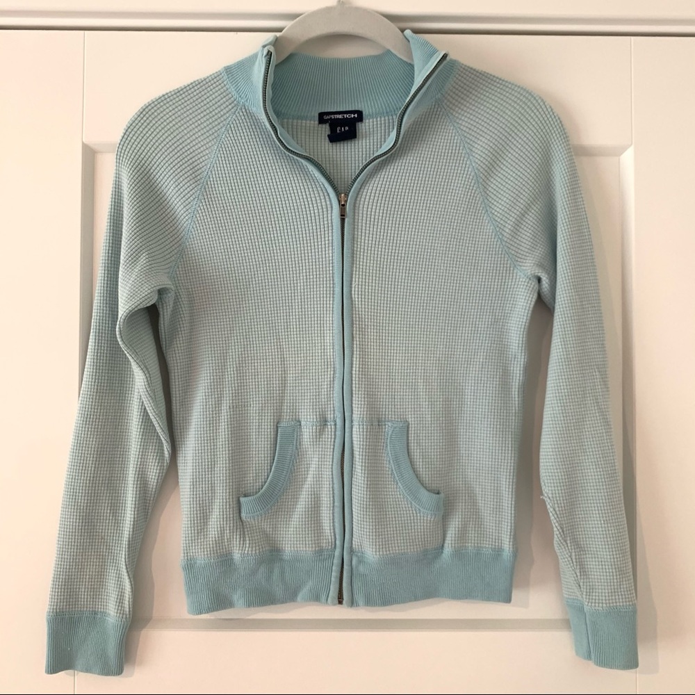 GAP stretch light blue zip up